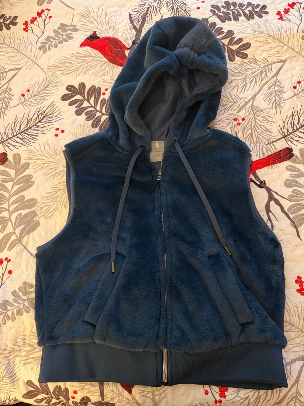 CALIA by Carrie Underwood Plush Hooded Vest in Navy